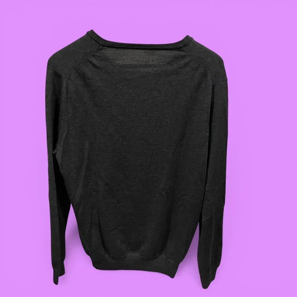 Classic charcoal gray v-neck marino wool sweater J. Crew preppy work academia